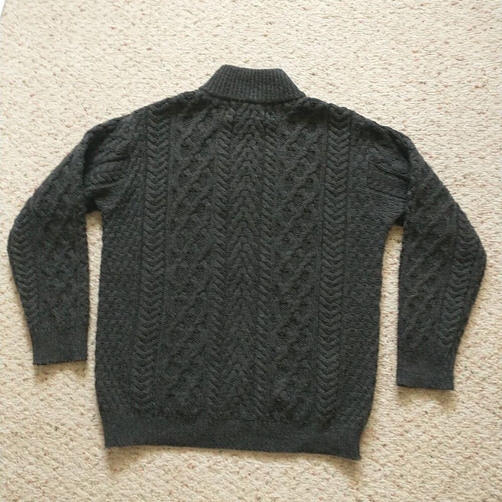 Aran Sweater Market Men XXL/L*Gray Wool CableKnit Chunky Fisherman Ireland - Picture 4 of 6